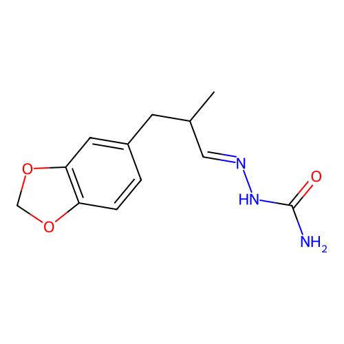 (E)-2-(3-(benzo[d][1,3]dioxol-5-yl)-2-methylpropylidene)hydrazinecarboxamide structure