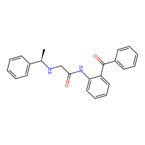 N-(2-benzoylphenyl)-2-{[(1R)-1-phenylethyl]amino}acetamide structure