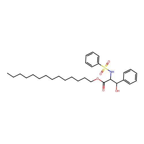 tetradecyl beta-hydroxy-N-(phenylsulfonyl)phenylalaninate structure