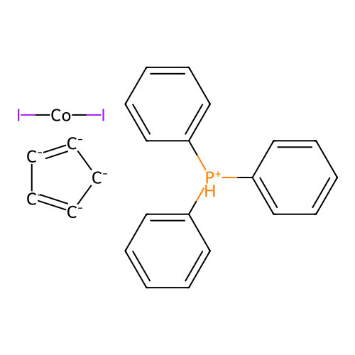 Cyclopenta-1,3-diene;diiodocobalt;triphenylphosphanium structure