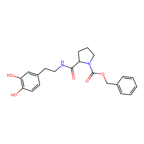 Benzyl 2-((3,4-dihydroxyphenethyl)carbamoyl)pyrrolidine-1-carboxylate structure