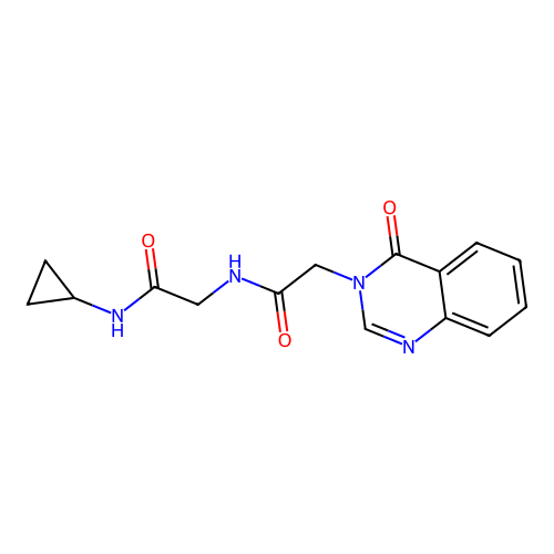N-cyclopropyl-N~2~-[(4-oxoquinazolin-3(4H)-yl)acetyl]glycinamide structure