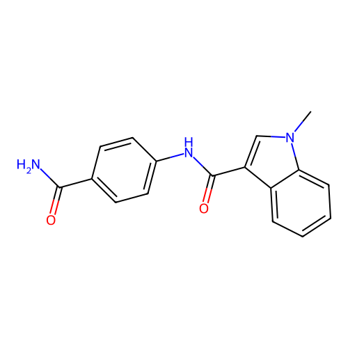 N-(4-carbamoylphenyl)-1-methyl-1H-indole-3-carboxamide structure
