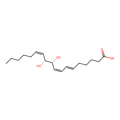10,11-Dihydroxyoctadeca-6,8,12-trienoic acid structure