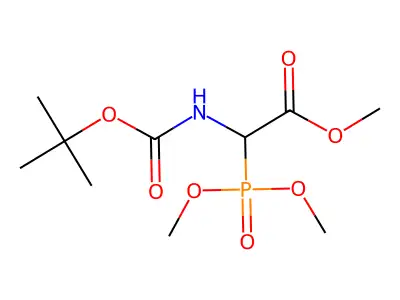 Methyl ((tert-butoxy(hydroxy)methylidene)amino)(dimethoxyphosphoryl)acetate structure