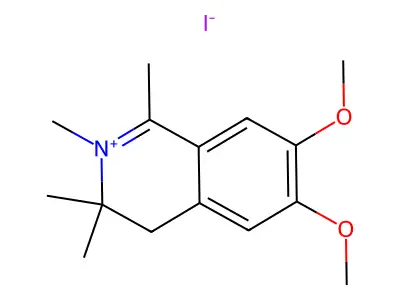 6,7-Dimethoxy-1,2,3,3-tetramethyl-3,4-dihydroisoquinolin-2-ium iodide structure