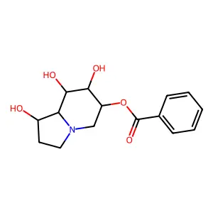 Benzoic acid, (1S,6S,7S,8R,8aR)-octahydro-1,7,8-trihydroxy-6-indolizinyl ester structure