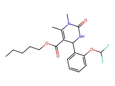 5-Pyrimidinecarboxylic acid, 1,2,3,4-tetrahydro-4-(2-(difluoromethoxy)phenyl)-1,6-dimethyl-2-oxo-, pentyl ester structure