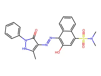 3-Hydroxy-4-[(E)-2-(5-hydroxy-3-methyl-1-phenyl-1H-pyrazol-4-yl)diazen-1-yl]-N,N-dimethylnaphthalene-1-sulfonamide structure