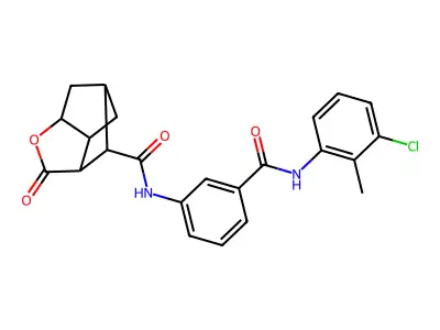 N-{3-[(3-chloro-2-methylphenyl)carbamoyl]phenyl}-2-oxohexahydro-2H-3,5-methanocyclopenta[b]furan-7-carboxamide structure