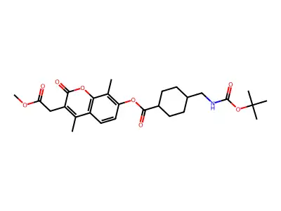 3-(2-methoxy-2-oxoethyl)-4,8-dimethyl-2-oxo-2H-chromen-7-yl 4-{[(tert-butoxycarbonyl)amino]methyl}cyclohexanecarboxylate structure