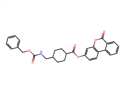 6-oxo-6H-benzo[c]chromen-3-yl 4-({[(benzyloxy)carbonyl]amino}methyl)cyclohexanecarboxylate structure