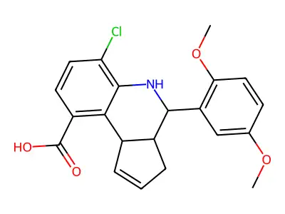 6-chloro-4-(2,5-dimethoxyphenyl)-3a,4,5,9b-tetrahydro-3H-cyclopenta[c]quinoline-9-carboxylic acid structure