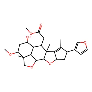 2H,3H-Cyclopenta(d')naphtho(1,8-bc:2,3-b')difuran-6-acetic acid, 8-(3-furanyl)-2a,4,5,5a,6,6a,8,9,9a,10a,10b,10c-dodecahydro-5-hydroxy-3-methoxy-2a,5a,6a,7-tetramethyl-, methyl ester, (2aR-(2aalpha,3beta,5beta,5aalpha,6alpha,6aalpha,8beta,9abeta,10aalpha,10balpha,10cbeta))- structure