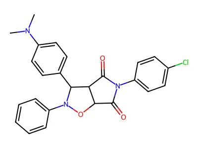 5-(4-chlorophenyl)-3-(4-(dimethylamino)phenyl)-2-phenyldihydro-2H-pyrrolo[3,4-d]isoxazole-4,6(5H,6aH)-dione structure