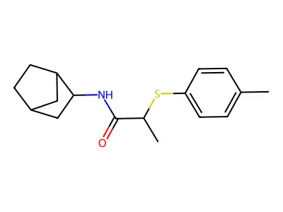 N-(3-bicyclo[2.2.1]heptanyl)-2-(4-methylphenyl)sulfanylpropanamide structure