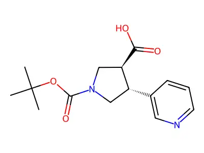 TRANS (+/-) 1-[(TERT-BUTYL)OXYCARBONYL]-4-(3-PYRIDYL)PYRROLIDINE-3-CARBOXYLIC ACID structure