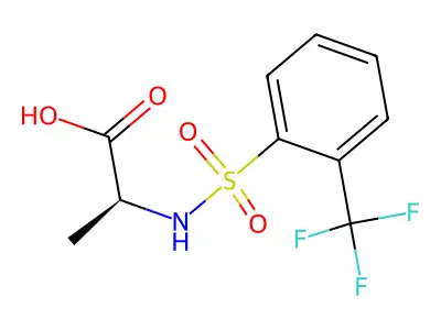 (2S)-2-[2-(trifluoromethyl)benzenesulfonamido]propanoic acid structure
