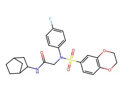 N-(3-bicyclo[2.2.1]heptanyl)-2-[N-(2,3-dihydro-1,4-benzodioxin-6-ylsulfonyl)-4-fluoroanilino]acetamide structure
