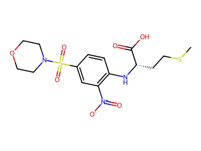 4-Methylsulfanyl-2-[4-(morpholine-4-sulfonyl)-2-nitro-phenylamino]-butyric acid structure