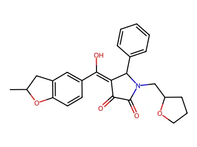 3-hydroxy-4-(2-methyl-2,3-dihydro-1-benzofuran-5-carbonyl)-1-[(oxolan-2-yl)methyl]-5-phenyl-2,5-dihydro-1H-pyrrol-2-one structure