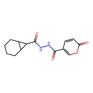 6-Oxo-6H-pyran-3-carboxylic acid N'-((1S,6R)-bicyclo[4.1.0]heptane-7-carbonyl)-hydrazide structure