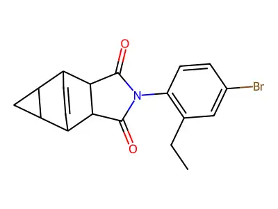 2-(4-bromo-2-ethylphenyl)hexahydro-4,6-ethenocyclopropa[f]isoindole-1,3(2H,3aH)-dione structure