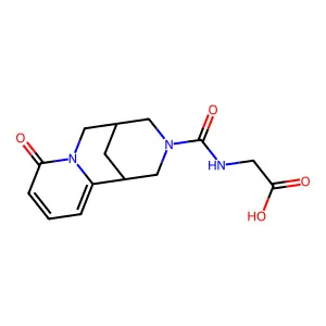 N-{[(1S)-8-oxo-1,5,6,8-tetrahydro-2H-1,5-methanopyrido[1,2-a][1,5]diazocin-3(4H)-yl]carbonyl}glycine structure