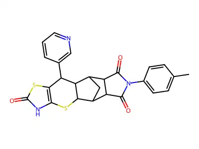 (4aR,5R,5aR,8aR,9S)-10-(pyridin-3-yl)-7-(p-tolyl)-5,5a,8a,9,9a,10-hexahydro-5,9-methanothiazolo[5',4':5,6]thiopyrano[2,3-f]isoindole-2,6,8(3H,4aH,7H)-trione structure