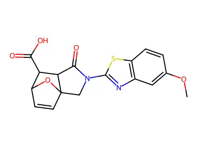 3-(5-methoxy-1,3-benzothiazol-2-yl)-4-oxo-10-oxa-3-azatricyclo[5.2.1.01,5]dec-8-ene-6-carboxylic acid structure