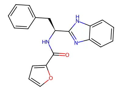 N-[(1S)-1-(1H-benzimidazol-2-yl)-2-phenylethyl]furan-2-carboxamide structure