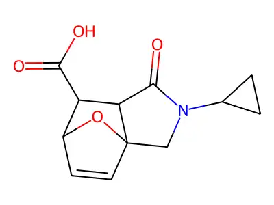 2-Cyclopropyl-1-oxo-1,2,3,6,7,7a-hexahydro-3a,6-epoxyisoindole-7-carboxylic acid structure