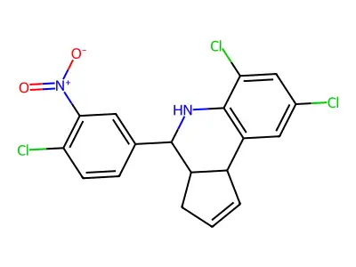 6,8-dichloro-4-(4-chloro-3-nitrophenyl)-3a,4,5,9b-tetrahydro-3H-cyclopenta[c]quinoline structure