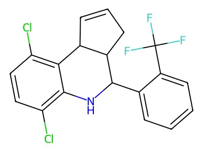 6,9-dichloro-4-[2-(trifluoromethyl)phenyl]-3a,4,5,9b-tetrahydro-3H-cyclopenta[c]quinoline structure