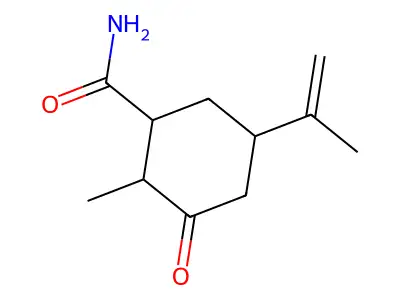 5-Isopropenyl-2-methyl-3-oxocyclohexanecarboxamide structure