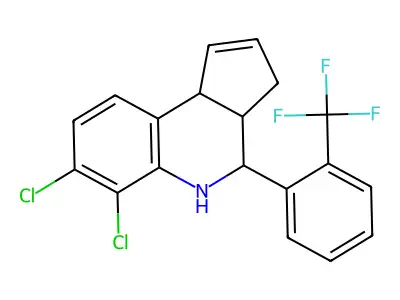 6,7-dichloro-4-[2-(trifluoromethyl)phenyl]-3a,4,5,9b-tetrahydro-3H-cyclopenta[c]quinoline structure