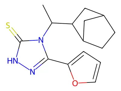 4-(1-(bicyclo(2.2.1)heptan-2-yl)ethyl)-5-(furan-2-yl)-4H-1,2,4-triazole-3-thiol structure