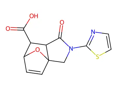 1-oxo-2-(1,3-thiazol-2-yl)-1,2,3,6,7,7a-hexahydro-3a,6-epoxyisoindole-7-carboxylic acid structure