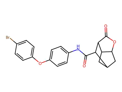 N-[4-(4-bromophenoxy)phenyl]-2-oxohexahydro-2H-3,5-methanocyclopenta[b]furan-7-carboxamide structure
