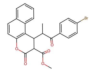 methyl 1-(1-(4-bromophenyl)-1-oxopropan-2-yl)-3-oxo-2,3-dihydro-1H-benzo[f]chromene-2-carboxylate structure