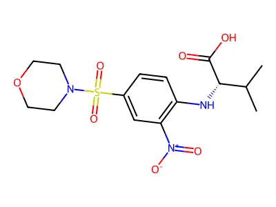 3-Methyl-2-{[4-(morpholine-4-sulfonyl)-2-nitrophenyl]amino}butanoic acid structure