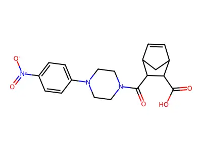 bicyclo[2.2.1]hept-5-ene-2-carboxylic acid, 3-[[4-(4-nitrophenyl)-1-piperazinyl]carbonyl]- structure