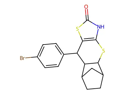9-(4-bromophenyl)-3,4a,5,6,7,8,8a,9-octahydro-2H-5,8-methanothiochromeno[2,3-d][1,3]thiazol-2-one structure