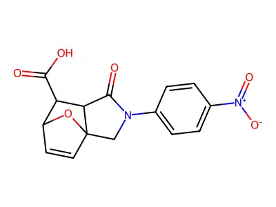 2-(4-nitrophenyl)-1-oxo-1,2,3,6,7,7a-hexahydro-3a,6-epoxyisoindole-7-carboxylic acid structure