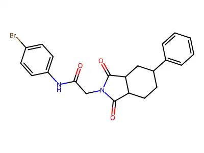 N-(4-bromophenyl)-2-(1,3-dioxo-5-phenyloctahydro-2H-isoindol-2-yl)acetamide structure