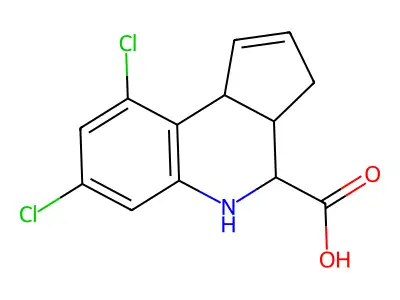 7,9-dichloro-3a,4,5,9b-tetrahydro-3H-cyclopenta[c]quinoline-4-carboxylic acid structure