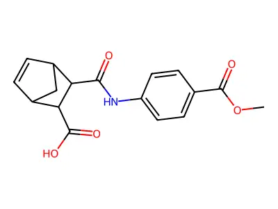 3-{[4-(methoxycarbonyl)phenyl]carbamoyl}bicyclo[2.2.1]hept-5-ene-2-carboxylic acid structure