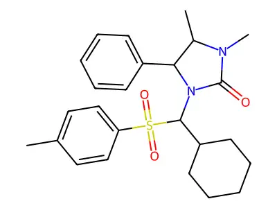 1-{cyclohexyl[(4-methylphenyl)sulfonyl]methyl}-3,4-dimethyl-5-phenyltetrahydro-2H-imidazol-2-one structure