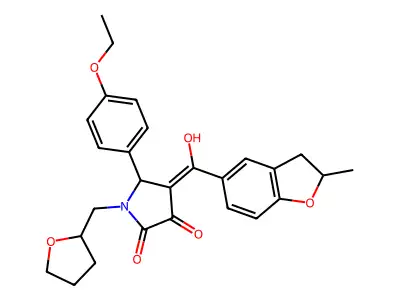 5-(4-ethoxyphenyl)-3-hydroxy-4-(2-methyl-2,3-dihydro-1-benzofuran-5-carbonyl)-1-[(oxolan-2-yl)methyl]-2,5-dihydro-1H-pyrrol-2-one structure