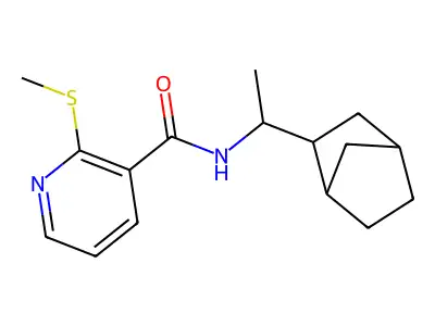 N-(1-{bicyclo[2.2.1]heptan-2-yl}ethyl)-2-(methylsulfanyl)pyridine-3-carboxamide structure